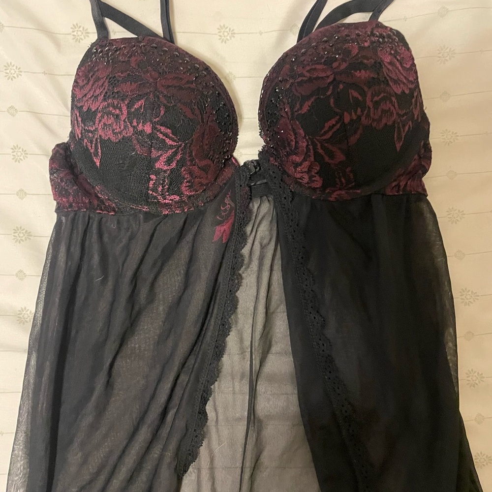 Sexy Burgundy Lace babydoll lingerie